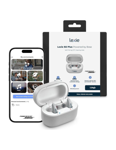 Audífonos OTC Lexie B2 Plus Bose - Recargables Bluetooth - Gris