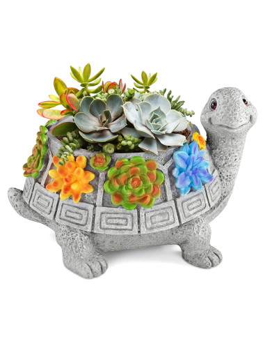 Maceta Tortuga LESES con Drenaje para Suculentas 14x11 cm