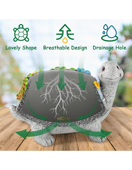 Maceta Tortuga LESES con Drenaje para Suculentas 14x11 cm