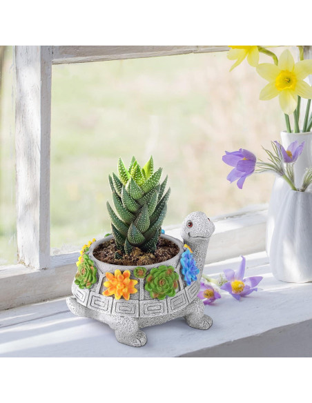 Maceta Tortuga LESES con Drenaje para Suculentas 14x11 cm