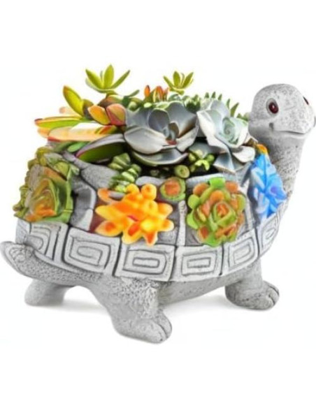 Maceta Tortuga LESES con Drenaje para Suculentas 14x11 cm