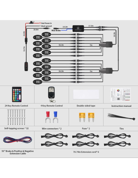 Luces LED RGB Underglow LD DARKEAGLE 16 Pods 12V Impermeables