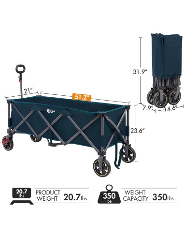 Carro Plegable Portal 51.2" Multi Azul 350 LBS Resistente