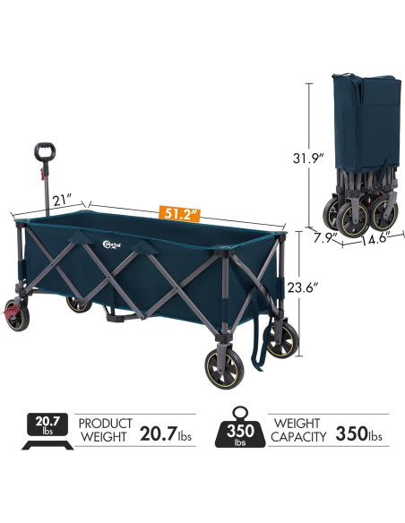 Carro Plegable Portal 51.2" Multi Azul 350 LBS Resistente