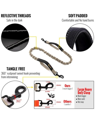 Correa Retráctil Bungee Plutus para Perros Medianos y Grandes