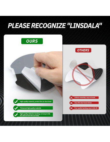 4 Protectores de Manijas de Puerta Linsdala TPU Fibra Carbono