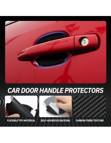 4 Protectores de Manijas de Puerta Linsdala TPU Fibra Carbono