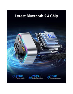 Transmisor FM Bluetooth 5.4 Syncwire 66W Carga Rápida USB-C 2