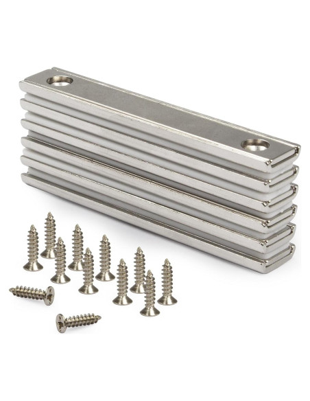 Imanes Rectangulares Neodimio NC 7.62x1.27cm Paquete de 6