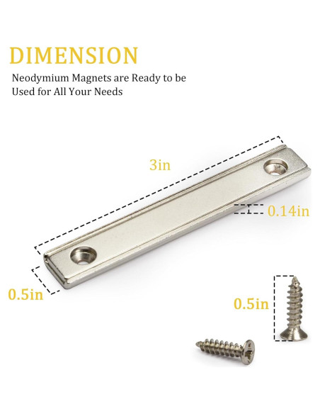 Imanes Rectangulares Neodimio NC 7.62x1.27cm Paquete de 6