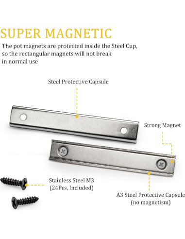 Imanes Rectangulares Neodimio NC 7.62x1.27cm Paquete de 6