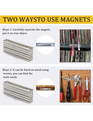 Imanes Rectangulares Neodimio NC 7.62x1.27cm Paquete de 6
