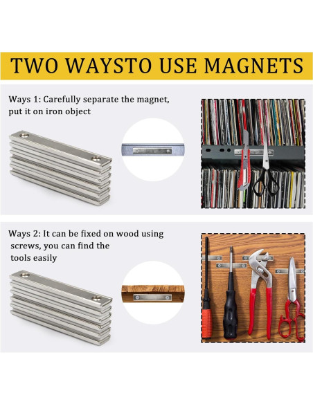 Imanes Rectangulares Neodimio NC 7.62x1.27cm Paquete de 6