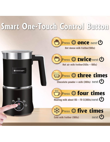 Espumador de Leche Eléctrico Huogary D02 5-en-1 350ml Negro