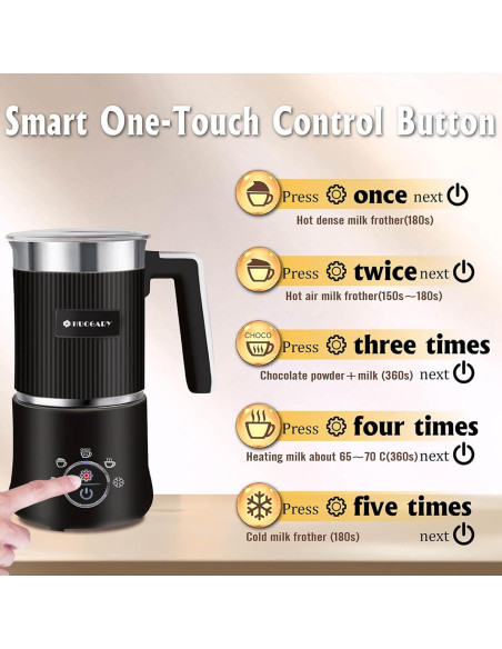 Espumador de Leche Eléctrico Huogary D02 5-en-1 350ml Negro