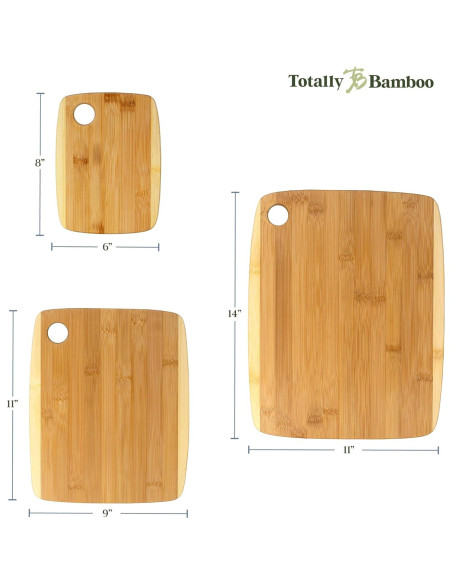 Juego de 3 Tablas de Cortar de Bambú Totally Bamboo - Reversibles
