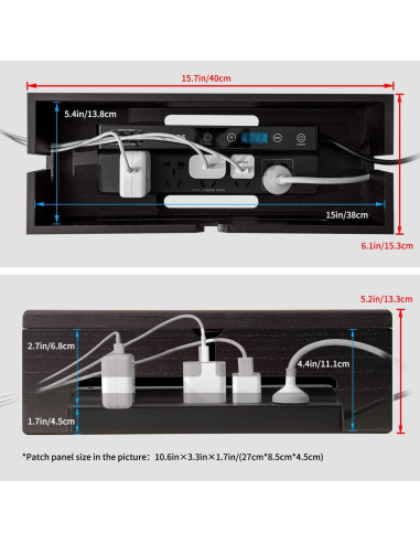 Caja Organizadora de Cables Homebliss Grande - Negro