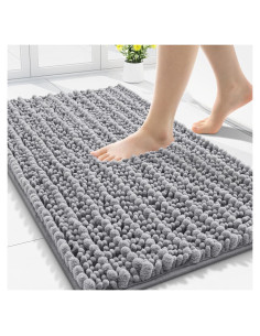 Alfombrilla de baño Smiry 76x51 cm Chenilla Gris Antideslizante