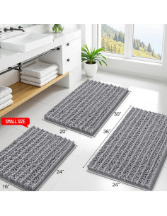 Alfombrilla de baño Smiry 76x51 cm Chenilla Gris Antideslizante 2
