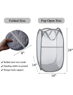 Cesta de Lavandería Plegable Larpur 21 Galones Gris 2