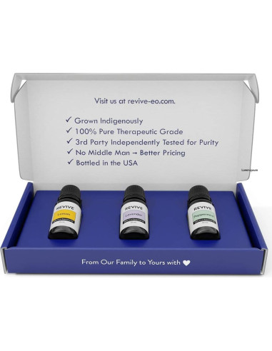 Kit de 3 Aceites Esenciales REVIVE - Lavanda, Limón, Menta 10ml