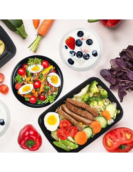 100 Contenedores de Alimentos 24 oz. Lifetime Supplies - A Prueba de Microondas y Lavavajillas