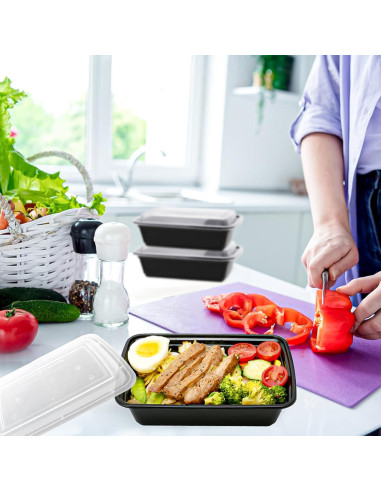 100 Contenedores de Alimentos 24 oz. Lifetime Supplies - A Prueba de Microondas y Lavavajillas