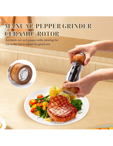 Molinillo de Pimienta Manual Dzmbv 16 cm Madera y Acrílico