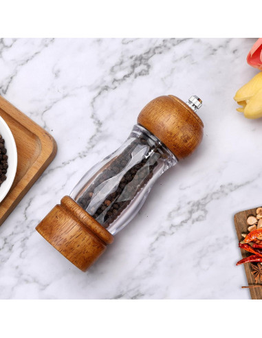 Molinillo de Pimienta Manual Dzmbv 16 cm Madera y Acrílico
