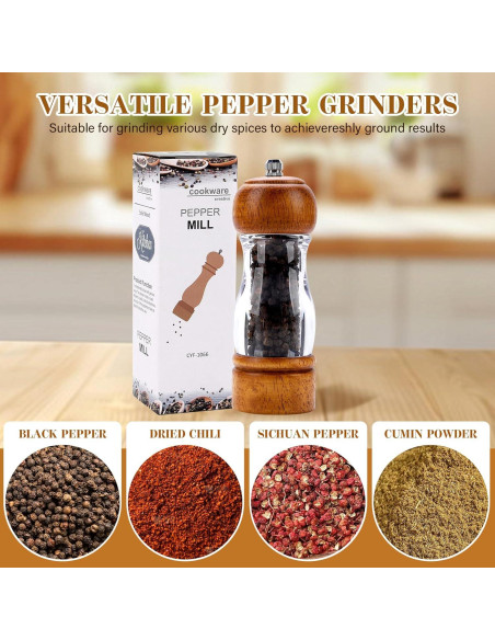 Molinillo de Pimienta Manual Dzmbv 16 cm Madera y Acrílico Molinillo de Pimienta Manual Dzmbv 16 cm Madera y Acrílico