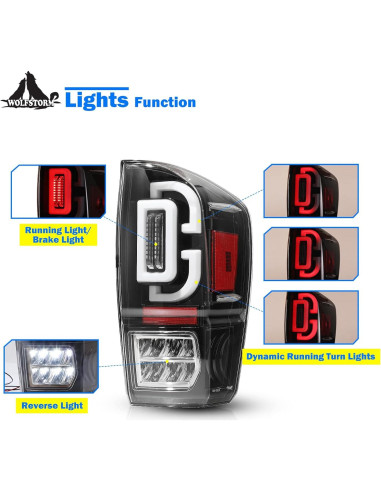 Luces Traseras LED WOLFSTORM para Toyota Tacoma 2016-2023