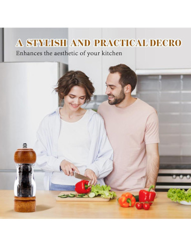 Molinillo de Pimienta Manual Dzmbv 16 cm Madera y Acrílico