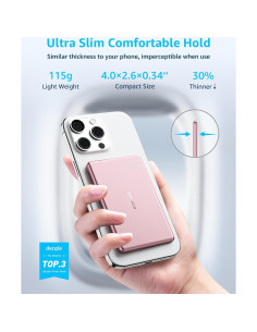 Batería portátil Air MagSafe 5000mAh Rosa, carga inalámbrica 2