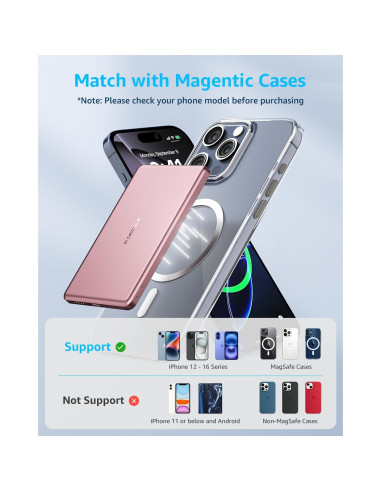 Batería portátil Air MagSafe 5000mAh Rosa, carga inalámbrica