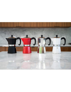 Cafetera Moka Bellemain 9 Tazas Aluminio Blanca Clásica 2