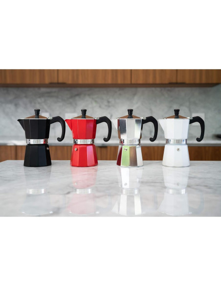 Cafetera Moka Bellemain 9 Tazas Aluminio Blanca Clásica