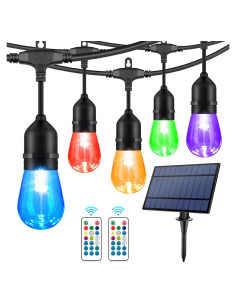 Luces de Cadena Solares RGB WENFENG 48FT 15 Bombillas LED
