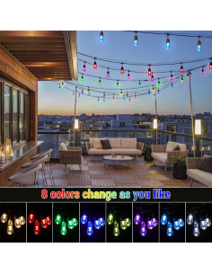 Luces de Cadena Solares RGB WENFENG 48FT 15 Bombillas LED 2