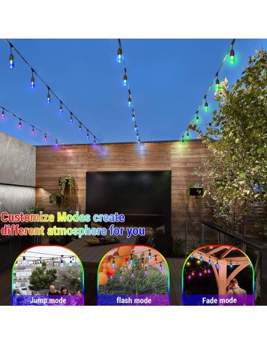Luces de Cadena Solares RGB WENFENG 48FT 15 Bombillas LED