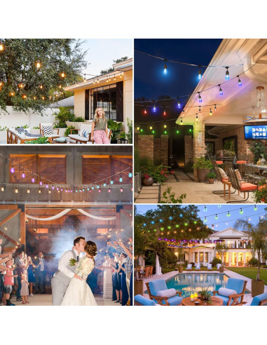 Luces de Cadena Solares RGB WENFENG 48FT 15 Bombillas LED