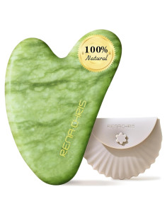 Herramienta Gua Sha Facial Rena Chris Jade Natural Verde