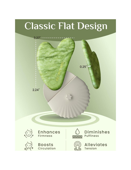 Herramienta Gua Sha Facial Rena Chris Jade Natural Verde