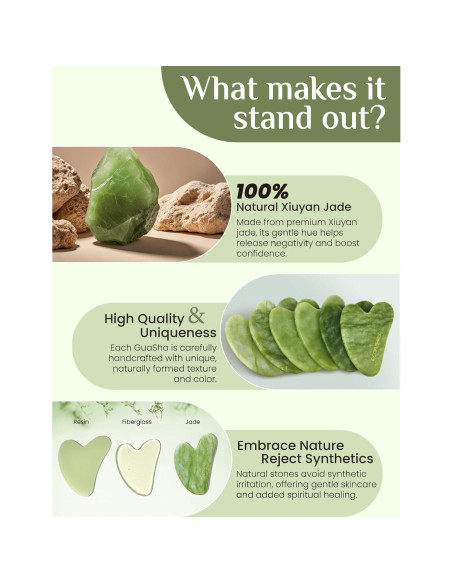 Herramienta Gua Sha Facial Rena Chris Jade Natural Verde