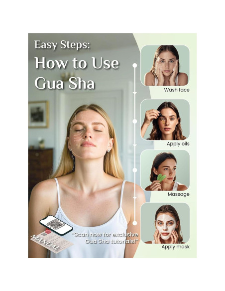 Herramienta Gua Sha Facial Rena Chris Jade Natural Verde