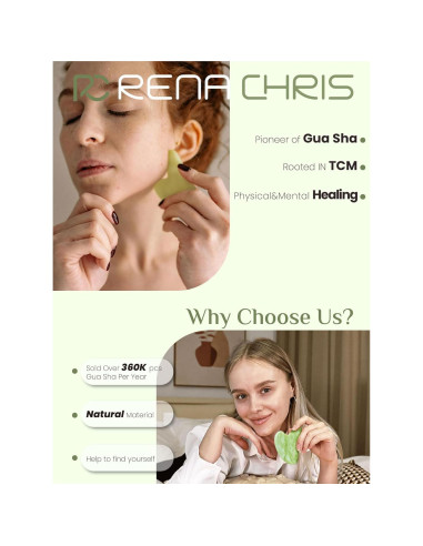 Herramienta Gua Sha Facial Rena Chris Jade Natural Verde