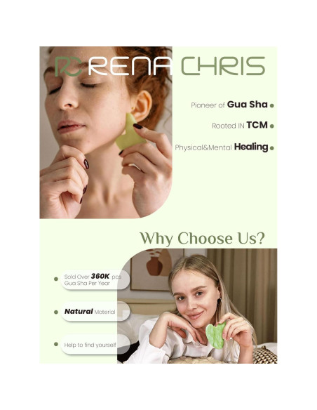 Herramienta Gua Sha Facial Rena Chris Jade Natural Verde