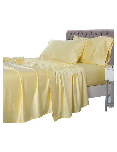 Conjunto de Sábanas Queen Royal Tradition Rayón Bambú 450TC Amarillo