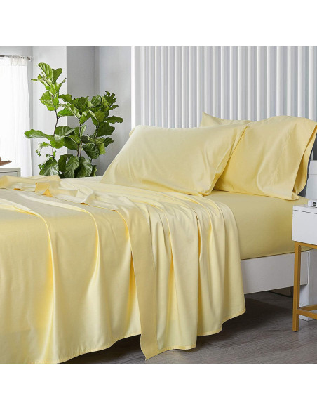 Conjunto de Sábanas Queen Royal Tradition Rayón Bambú 450TC Amarillo