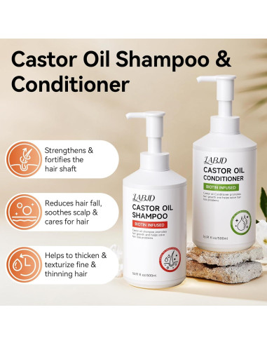 Juego de Champú y Acondicionador LABJD Aceite de Ricino 500ml