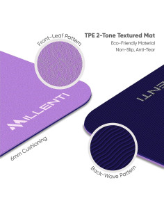 Alfombrilla de Yoga Millenti 6mm Antideslizante TPE Púrpura 2